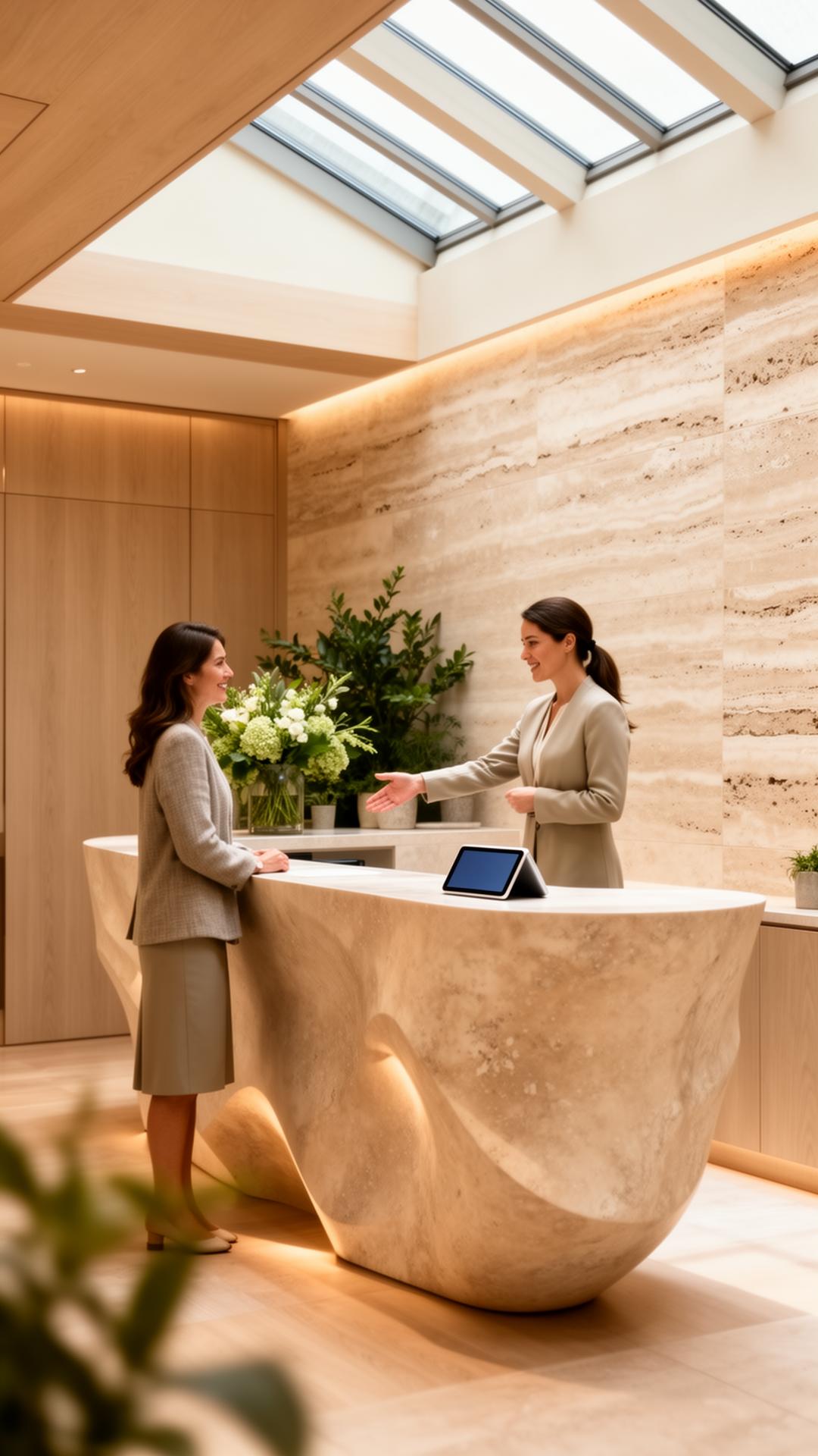 Elegant reception area of a premium wellness center